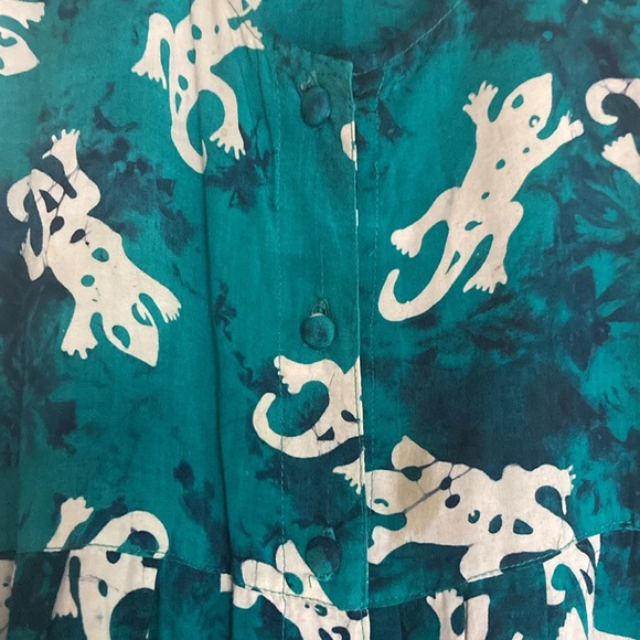 Vintage Bali Moon Kidz Girls Batik Gecko Lizard Dress Large 12-14 90's Y2K - Picture 3 of 12
